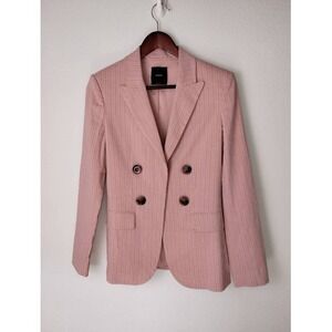 Pinko‎ Womens Blazer Sz 4 Pink Striped Italian Designer Tailored Jacket
